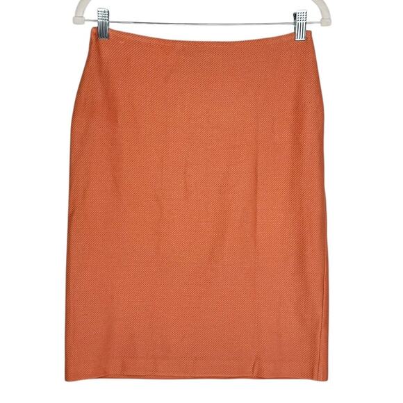 St. John Wool Blend Santana Knit Peach Lightweight Pencil Knee Length Skirt Sz 4 - Picture 2 of 10